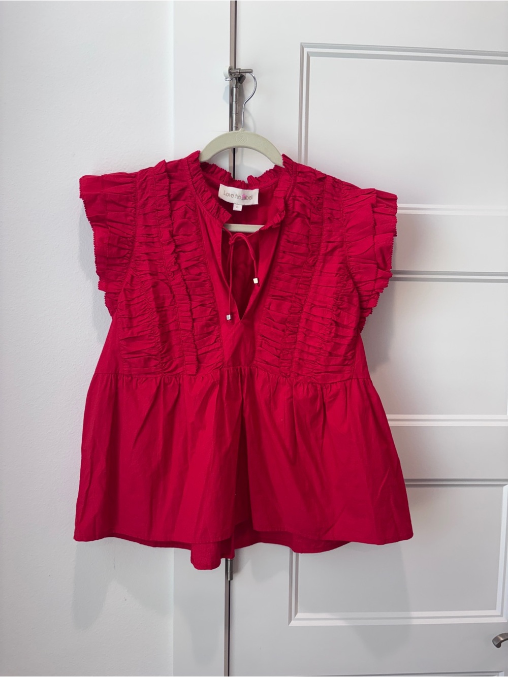 Love The Label Crimson Ruffle Tie-Front Blouse